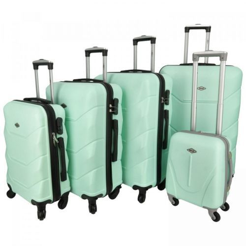 Pětidílná sada cestovních plastových kufrů Sonrado, světle zelená