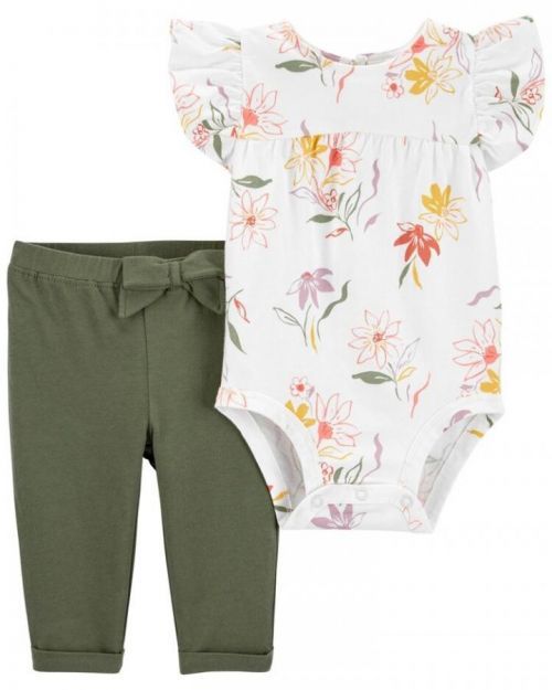 CARTER'S Set 2dílný body kr. rukáv, legíny Ivory Floral holka 6m