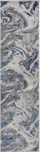 Modro-šedý běhoun Flair Rugs Marbled, 80 x 300 cm