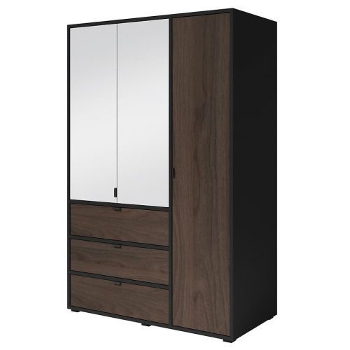 Skříň Verona 2 135 Černá/Ořech/Zrcadlo