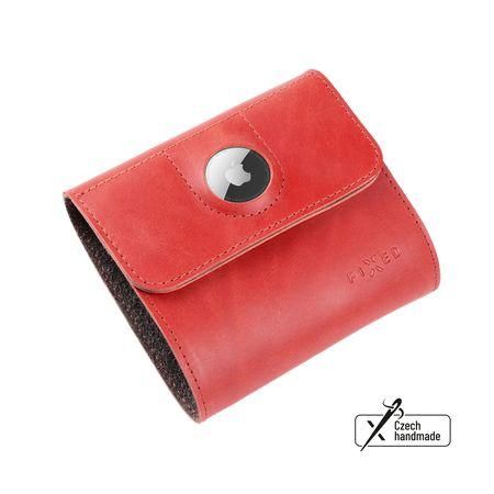 Kožená peněženka FIXED Classic Wallet for AirTag z pravé hovězí kůže, červená
