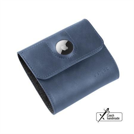 Kožená peněženka FIXED Classic Wallet for AirTag z pravé hovězí kůže, modrá