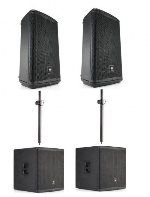 JBL PA System SET - 2x EON712, 2x EON718S s distančními tyčemi