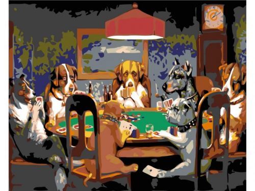 MALUJEŠ Malování podle čísel - PSÍ POKER Rozměr: 80x100 cm, Rámování: bez rámu a bez vypnutí plátna