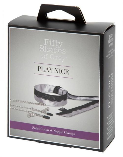 Fifty Shades Play Nice - nipple clips with collar (black-silver)