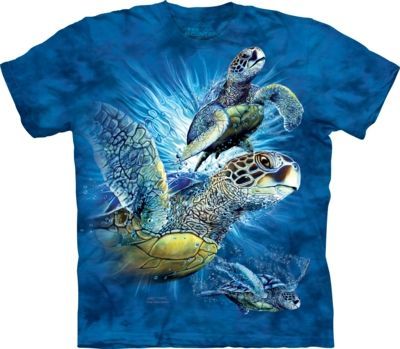 Tričko unisex The Mountain Find 9 Sea Turtles - modré, XXL