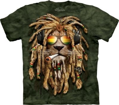 Tričko unisex The Mountain Smokin' Jahman Big Cat - zelené, XL