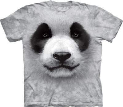 Tričko unisex The Mountain Big Face Panda - šedé, L