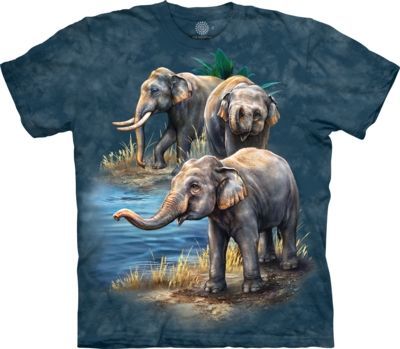 Tričko unisex The Mountain Asian Elephants - modré, XXL
