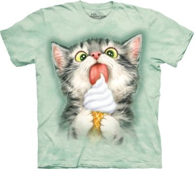 Tričko unisex The Mountain Creamy Cone Kitty Pet Cat - zelené, S