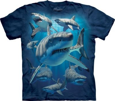 Tričko unisex The Mountain Great Whites Aquatic - modré, 4XL