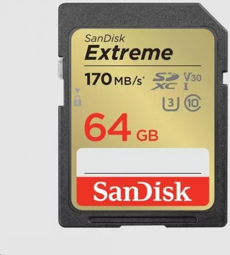 SanDisk SDXC karta 64GB Extreme (170 MB/s Class 10, UHS-I U3 V30) (SDSDXV2-064G-GNCIN)