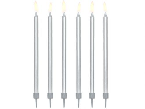 PCo Dortové svíčky - stříbrné 12.5cm, 12ks