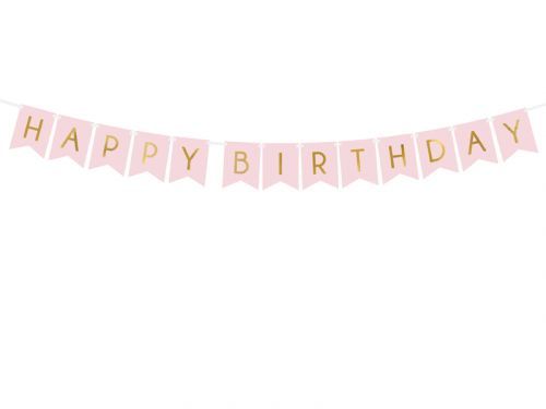 PCo Girlanda - Happy Birthday, růžová 15 x 175 cm
