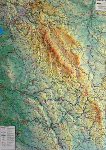 Orlické hory - reliéfní nástěnná mapa - 1:75 000