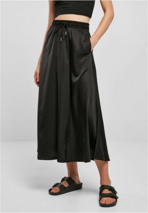 Ladies Satin Midi Skirt - black 3XL