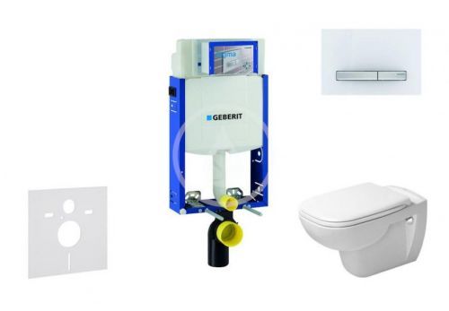 GEBERIT Kombifix Modul pro závěsné WC s tlačítkem Sigma50, alpská bílá + Duravit D-Code WC a sedátko, Rimless, SoftClose 110.302.00.5 NH8