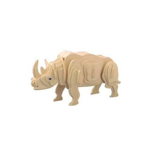 Woodcraft construction kit Woodcraft Drevené 3D puzzle zvieratá biely nosorožec