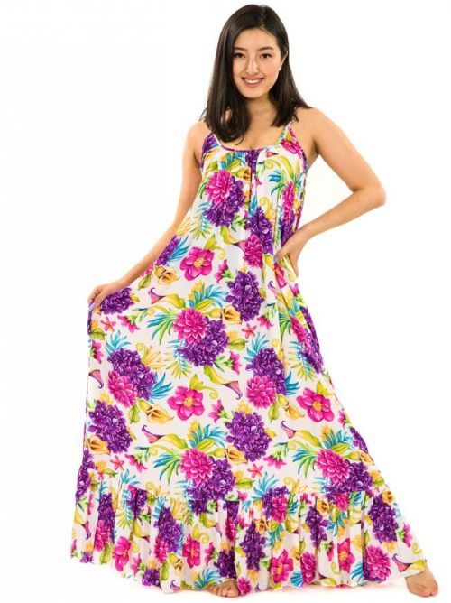 Himalife Vzdušné maxi šaty Matea - bílé Velikost: S/XL