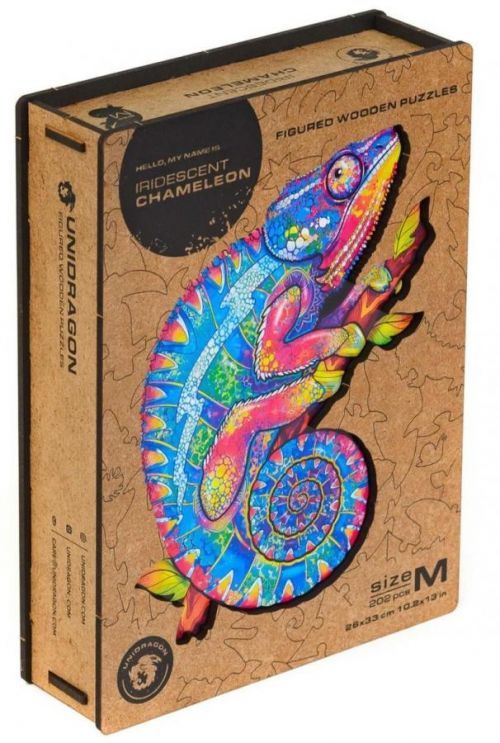 Unidragon dřevěné puzzle - Chameleon velikost M