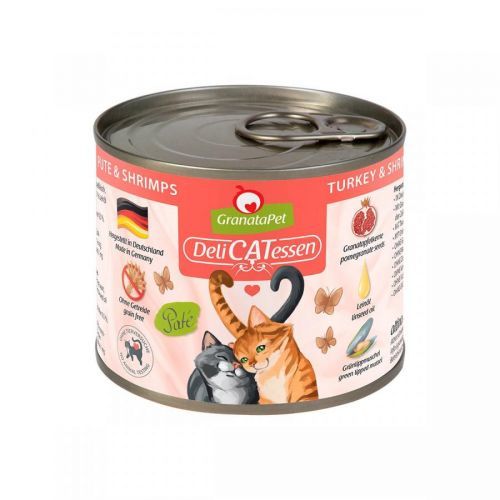 GranataPet pro kočky – Delicatessen konzerva, krůta a krevetami 6× 200 g