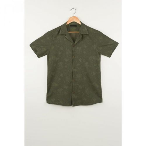 Trendyol Khaki Men Regular Fit Top Collar Linen Shirt