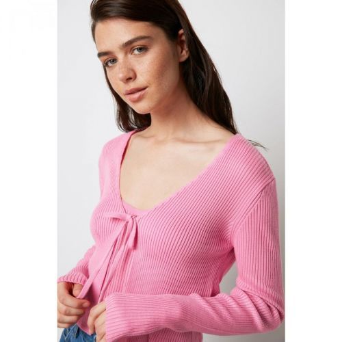 Trendyol Pink Lacing Detailed Cardigan Blouse Knitwear Suit