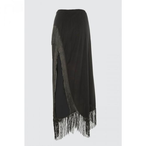 Trendyol Black Tasseled Viscose Sarong Skirt