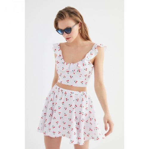 Trendyol Cherry Patterned Frill Detailed Bottom Top Set