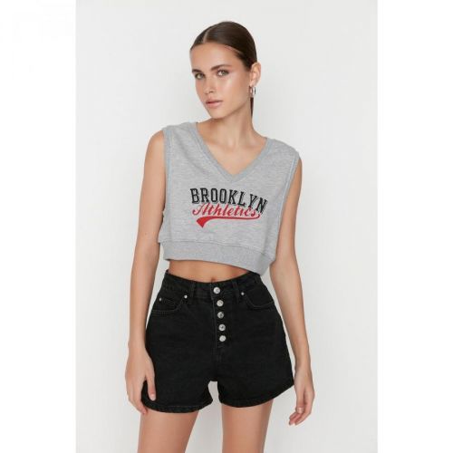 Trendyol Black Front Buttoned Denim Shorts