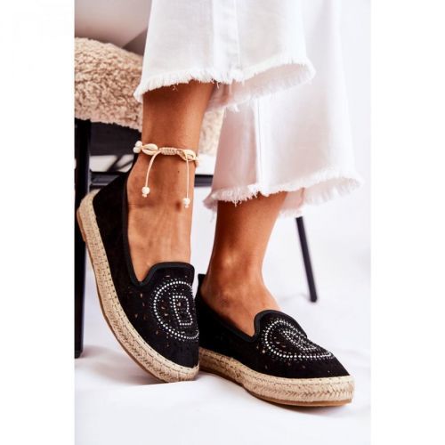 Openwork Slip-on Women's Espadrilles Black Meredith