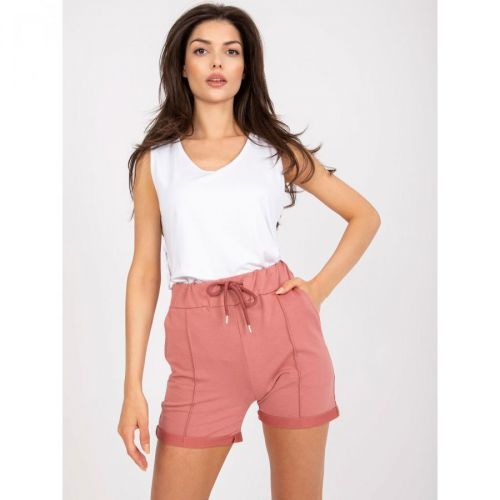 Basic dusty pink casual shorts with a high waist