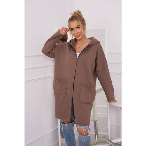 Insulated sweatshirt with a longer back mocca