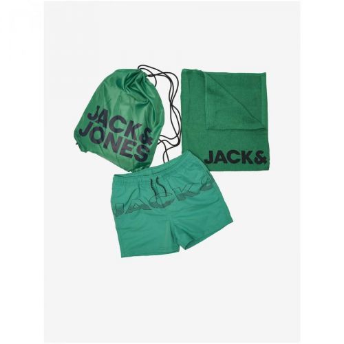 Jack & Jones Sada pánských plavek, ručníku a batohu v zelené barvě Jack & Jon - Pánské