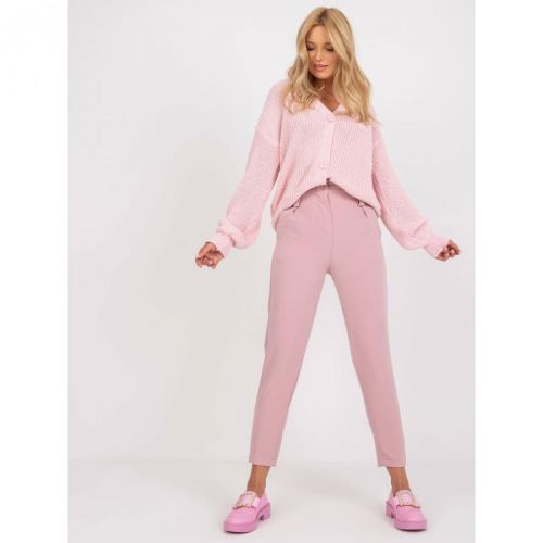 High-waisted light pink fabric pants