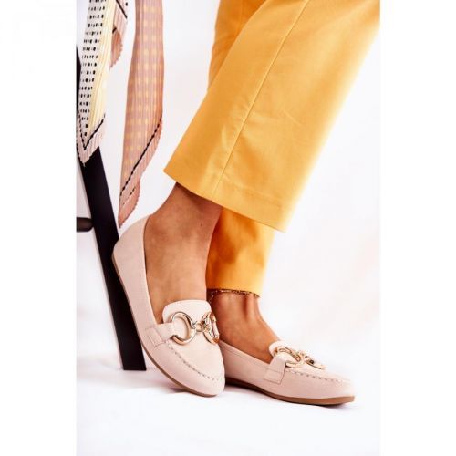 Women's Suede Loafers With Decoration Beige Reality