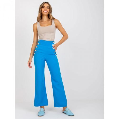 Blue fabric trousers with a wide leg