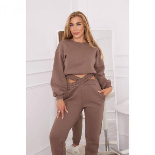 Insulated set with a short sweatshirt mocca