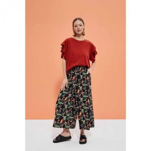 Culotte pants with tropical print
