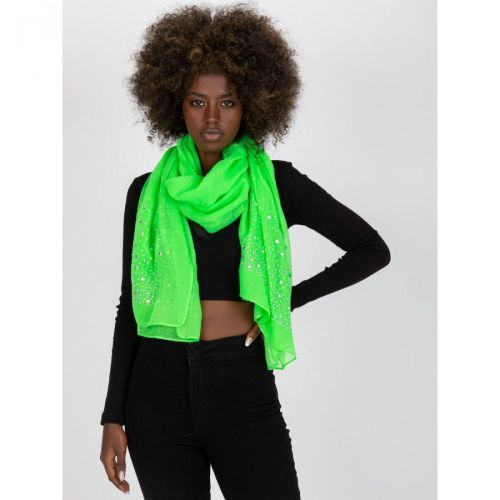 Fluo green scarf with an application of rhinestones