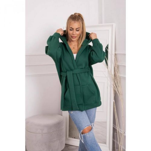 Insulated cape tied at the waist dark green