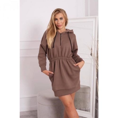 Insulated dress with a hood mocca