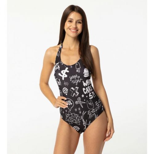 Aloha From Deer Woman's Doodle Open Back Swimsuit SSOB AFD113