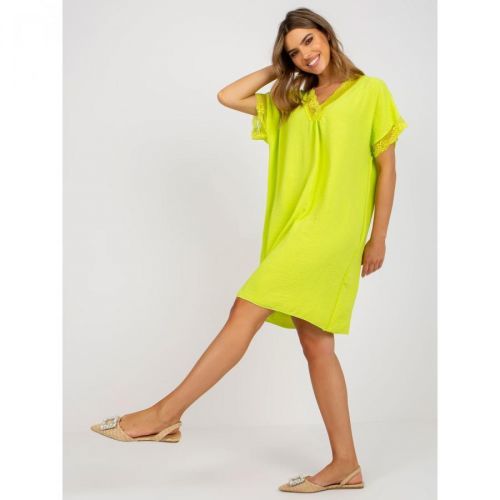 Lime oversize dress with viscose