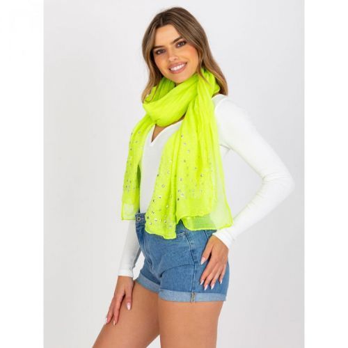 Fluo yellow airy scarf with an application of rhinestones