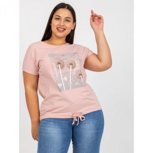 Dusty pink plus size cotton t-shirt with a print