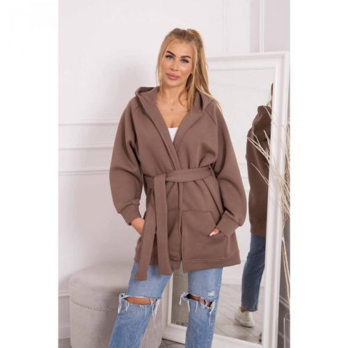 Insulated cape tied at the waist mocca