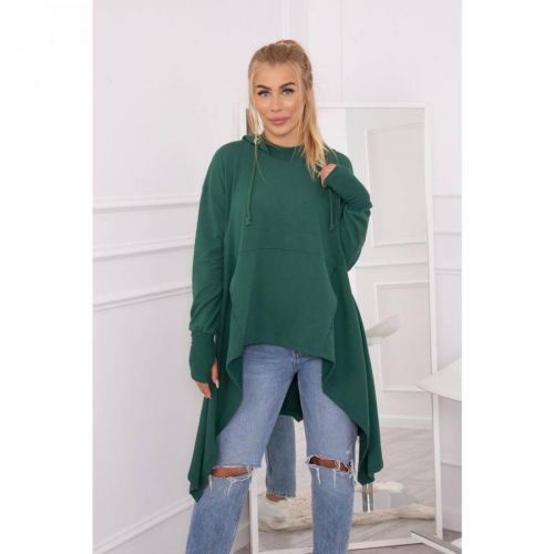 Blouse flared at the bottom dark green