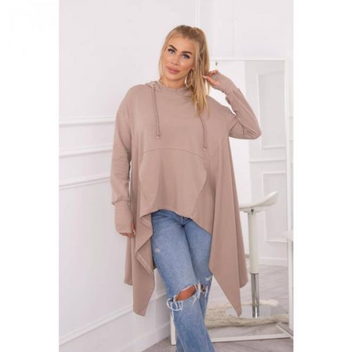 Blouse flared at the bottom dark beige