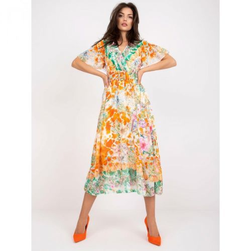 Orange midi dress with prints